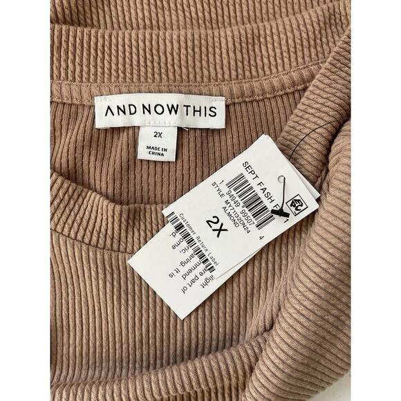 And Now This Women's Almond Ribbed Crewneck Top Plus Size 2X NWT - Picture 3 of 5